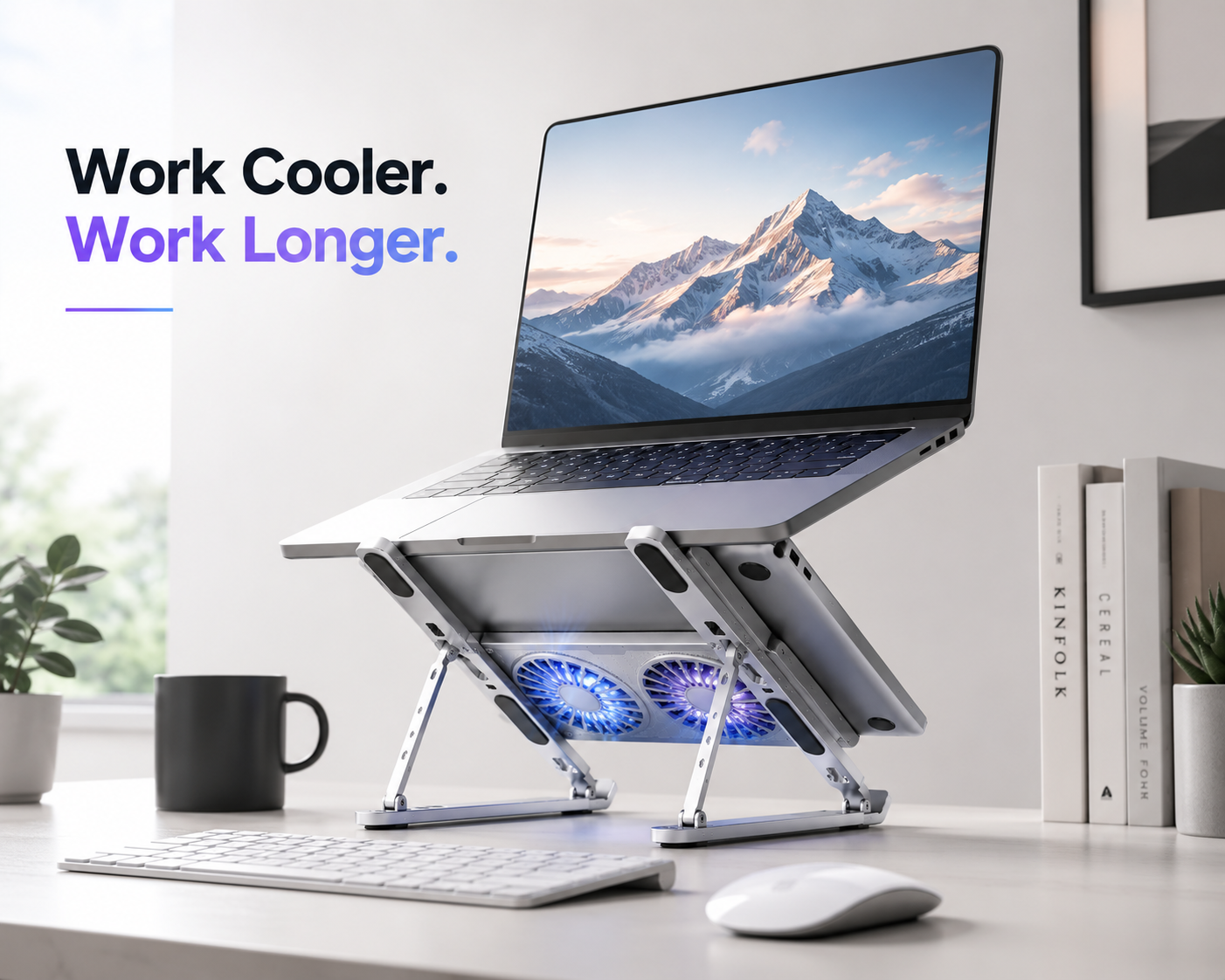 Adjustable Laptop Cooling Stand with Dual RGB Fans