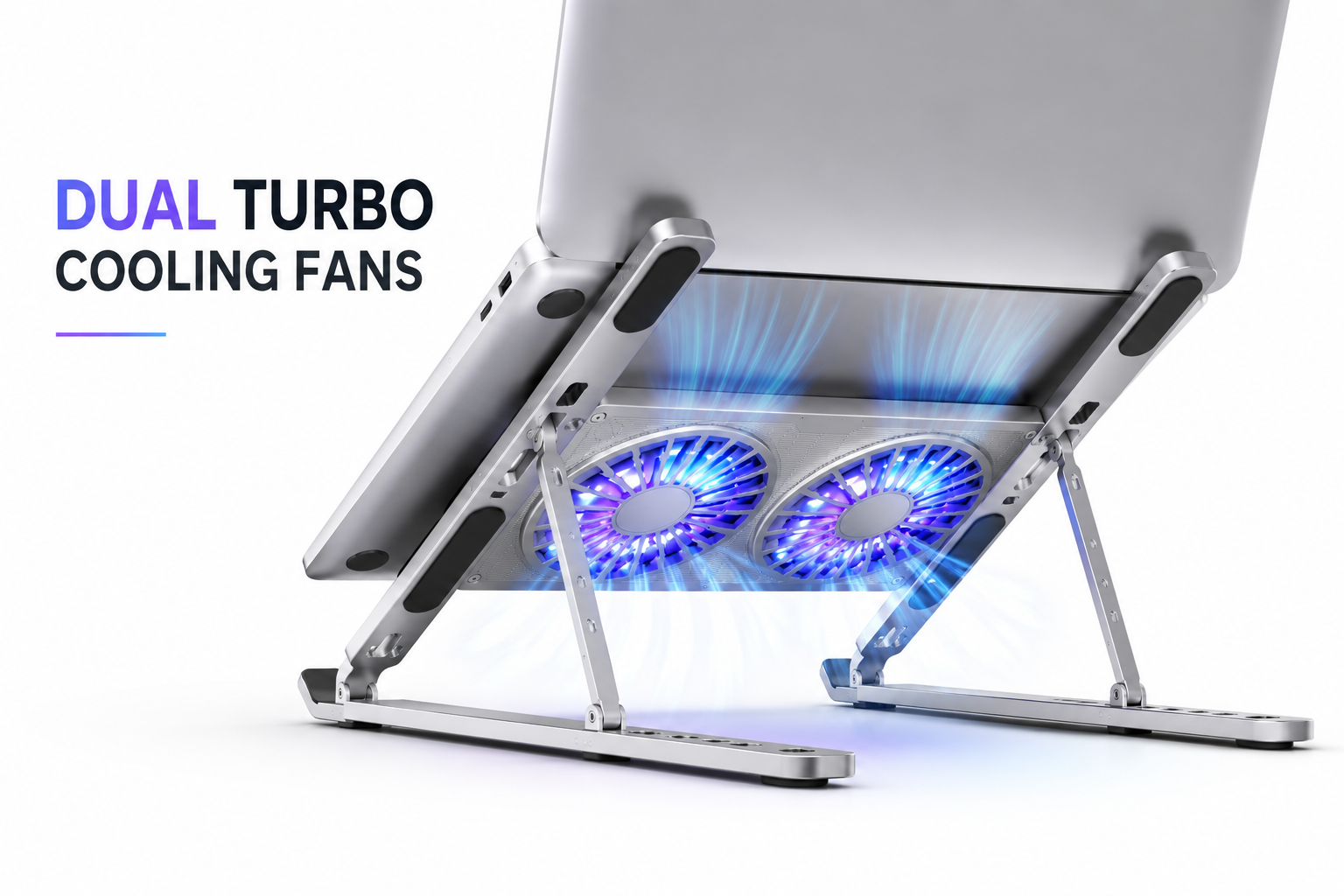 Adjustable Laptop Cooling Stand with Dual RGB Fans